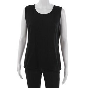 Jennifer Tyler Women Basic Tank Black Knit Round Neck Sleeveless Size 48